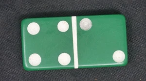 Vintage Green 2/4 Puremco No. 616 Standard Marblelike Dominoe Made In USA - Picture 1 of 2