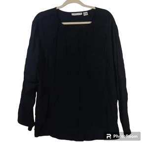 Chaus dunkelblau Langarm Krepp Bluse Größe 14 - Bild 1 von 6