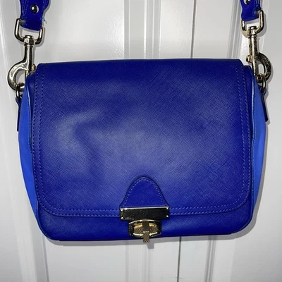 Bolso de Hombro Ann Taylor Geniune Cuero Gamuza Acento Azul Cobalto Aspecto Latón Foto 1 de 4