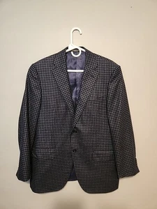 Corneliani Wool Cashmere Silk Checkered Blue Blazer Jacket Size 50 us 40 men's - Picture 1 of 17