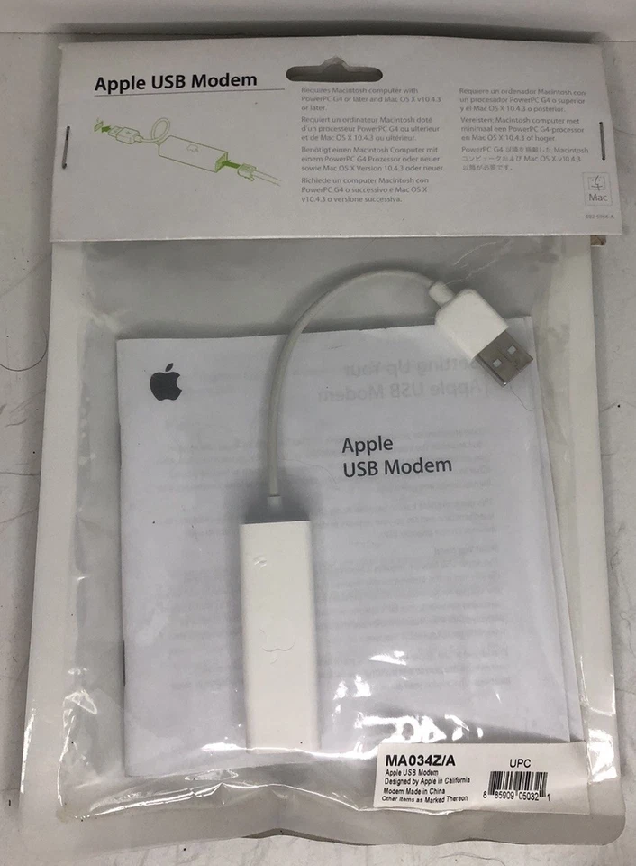 Genuine Apple Dial-Up External USB Modem 56 Kbps MA034Z/A - Image 1 of 4