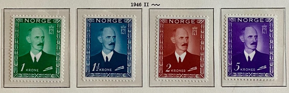 挪威(CV:68 美元)全新邮票完整哈康国王 1946 年皇冠邮票系列 — 第 1/1 张图片