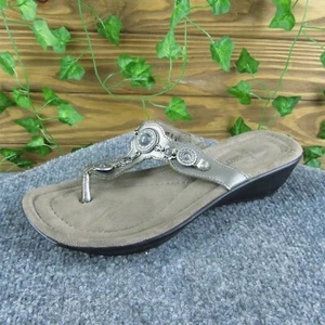 Chanclas Minnetonka para mujer 799931 cuero plateado talla 8M ligeramente usadas 2025 - Imagen 1 de 7
