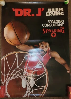 Vintage 1970's Julius Erving Spalding Basketball Poster Spalding Consultant! - Image 1 of 4
