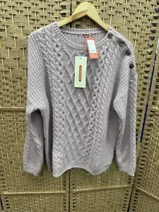 Thermolactyl Long Sleeve Mauve Cable Knit Pullover Jumper Size 18/20 Bnwt - Picture 1 of 9