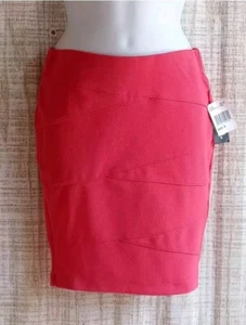 Stoosh Women Stretch Pull On Pencil Bodycon Mini Skirt Elasti Waist Coral Size S - Picture 1 of 4