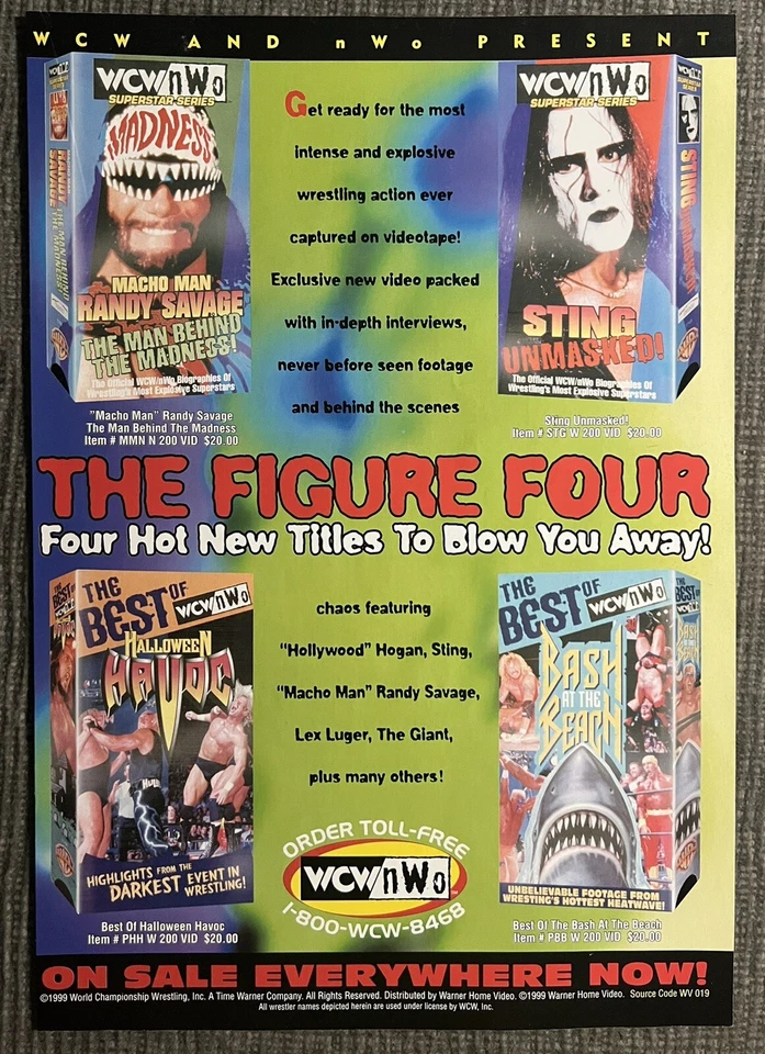 WCW NUEVOWO Home Video vhs Anuncio Anuncio AD Macho Man Revista Página Pinup Foto 1 de 2