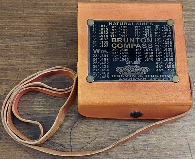 古董老式/复古开尔文和休斯·布伦顿指南针伦敦 1917 皮革表壳正弦 — 第 1/4 张图片