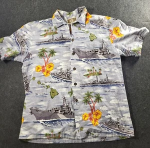 Vintage Kalaheo US Militär Schiffe Herren Gr. M Hawaiihemd Made In USA - Bild 1 von 11