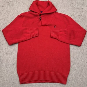 Polo Ralph Lauren Shawl Cowl Neck Pullover Sweater Boys L (14-16) Red Preppy - Picture 1 of 7