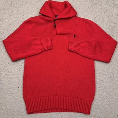 Polo Ralph Lauren Shawl Cowl Neck Pullover Sweater Boys L (14-16) Red Preppy - Image 1 of 4