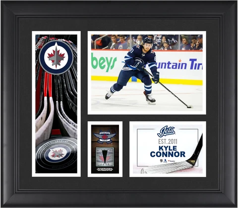 Kyle Connor Winnipeg Jets Frmd 15" x 17" Player Collage & Piece of GU Puck Cover