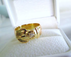 Antique Art Deco 18ct Solid Yellow Gold Diamond Heavy Wide Buckle Ring Unisex