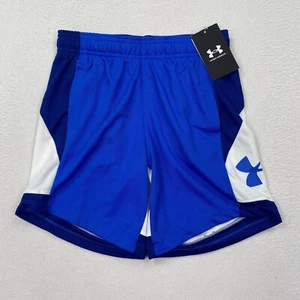 Under Armour Girls Baseline Basketball Youth Medium Shorts Blue White 1370292 - Picture 1 of 9