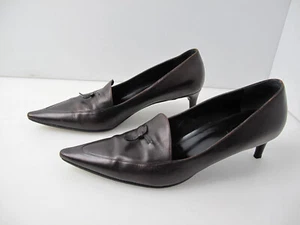 GUCCI Women's Brown Leather Shoes US 9B pointy Pumps Heels 2" - Picture 1 of 16