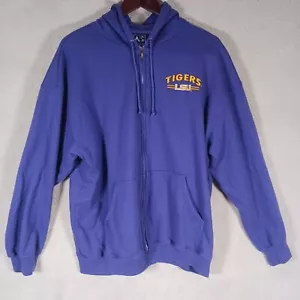 LSU TIGERS Adulto L Chaqueta con Cremallera Púrpura Dorado Spellout Sudadera con Capucha AS Sport - Imagen 1 de 5