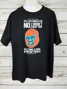 Mexican Wrestler Mens Graphic T-Shirt Size XXL Black Short Sleeve by Angus Tee - Bild 1 von 5