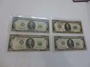 Lot of (4) Assorted $100.00 Federal Reserve Notes (1x1928 Gold on Demand, 3x1950 - Picture 1 of 5