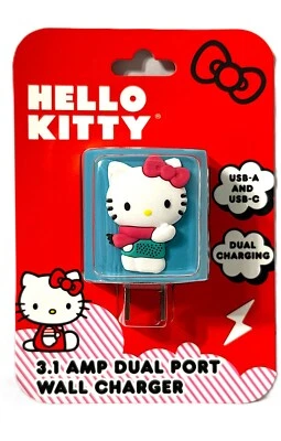 Cargador de Pared Doble Puerto Bufanda Rosa Sanrio Hello Kitty 3.1 AMP USB A & C NUEVO Foto 1 de 3