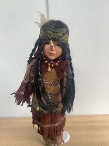 Vintage Native American Indian Porcelain Doll With Stand. Cathy Collection - Picture 1 of 17