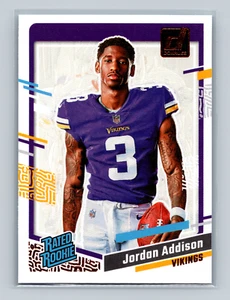 2023 Donruss Rated Rookie Portrait Jordan Addison RC #10 Minnesota Vikings - Picture 1 of 2