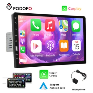 Single 1Din 9" Apple/Android Carplay Car Radio FM/AM Touch Screen Bluetooth MIC - Picture 1 of 12