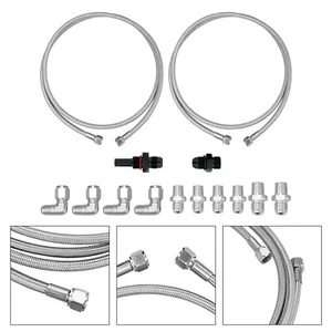 70" SS Braided Transmission Cooler Hose Line Fit Turbo 700R4-4L60-4L60E-4L65E E2 - Picture 1 of 9