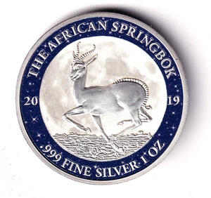 AV-VD Gabun 2019 1000 Francs CFA Springbock Sternenhimmel 1 OZ 999 Silber V109 - Bild 1 von 2