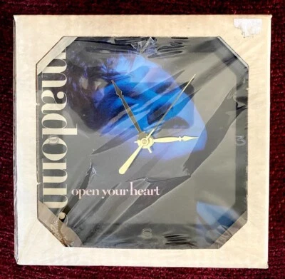 MADONNA OPEN YOUR HEART VINYL SINGLE & WALL CLOCK PROMO SEALED TRUE BLUE LP LOT - Image 1 of 4