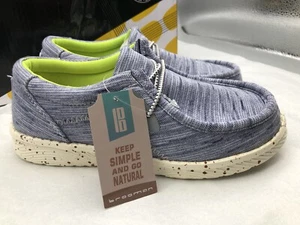 Brooman Kids Loafers Boys Slip on Canvas Shoes Size 2 School Flat Shoe Blue/Grey - Picture 1 of 20