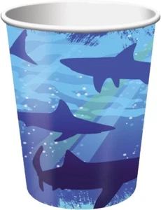 Juego de 16 tazas de papel de cumpleaños SHARK SPLASH de 9 oz envío GRATIS - NUEVO - Imagen 1 de 5