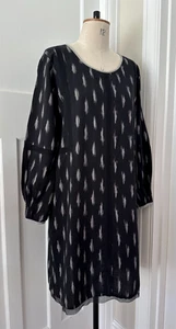 MAISON DE NIMES BLACK COTTON IKAT WEAVE BOHO TUNIC DRESS LOVELY DETAILING UK14 - Picture 1 of 20