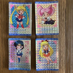 Sailor Moon Hologram Trading Cards Set of 4 Character Collectible Used - Imagen 1 de 4