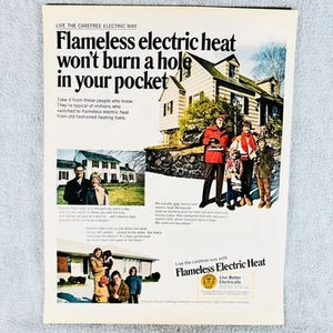 1969 Flameless Electric Heat Vtg Print Ad Edison Electric Institute Carefree Way - Picture 1 of 2