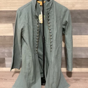 April Cornell Women's X Small Green Over Coat Jacket Top Beautiful Lagenlook - Picture 1 of 14