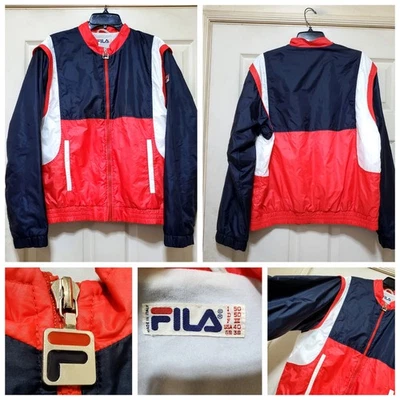 Vintage Fila Jacket Men 40 Blue Red White Windbreaker Italy 90s Y2K Rare Medium - Image 1 of 4