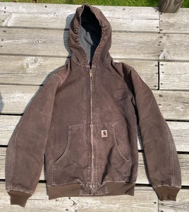 Carhartt giacca vintage uomo piccola regolare marrone scuro J25 DKB made in USA con cappuccio - Foto 1 di 16