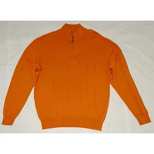 Cutter & Buck Mens Orange Merino Wool Blend 1/4 Zip Sweater Large Excellent Cond - Picture 1 of 8