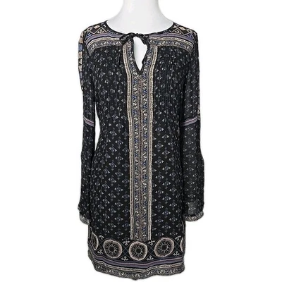 Mini Vestido Joie Estampado Negro 100% Seda Manga Larga Talla Xs Foto 1 de 4