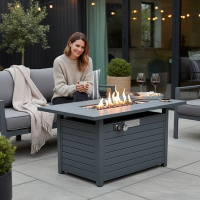 Outdoor 24" Gas Fire Pit Table with Lid 50000BTU Propane Gas Table Patio Heater - Image 1 of 4