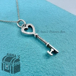 Collana Tiffany & Co. Argento 925 Mini Chiave Cuore 16" (scatola, sacchetto, nastro) - Foto 1 di 5