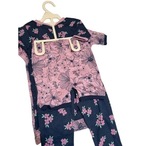 Honest 4 Piece Pajama Set Purple Blue Floral Top Short Sleeve Pull On Sz 4T - Picture 1 of 3