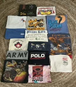 Vintage 80s 90s 15 T-Shirt Bundle Mixed Size Reseller Lot Stained Sports Tie Dye - Picture 1 of 1