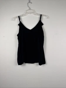 Womens XL Black Babydoll Cami Tank Top Ruffle Boho Cottage Core Whimsygoth - Picture 1 of 8