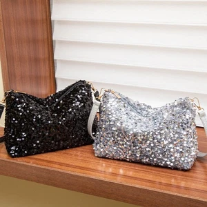 Elegante Strass Pailletten Abend Clutch Tasche Party Abend Handtasche Beuteltasche Handtasche - Bild 1 von 26