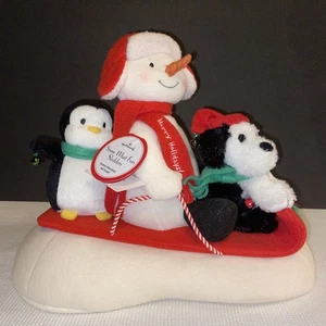 Hallmark Jingle Pals Vintage Snow What Fun Sledders Animated Musical with Tag - Picture 1 of 6