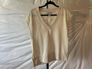 Sudadera Top ATHLETA Para Mujer Retroterry Cuello en V Talla M Crema Sin Mangas Pullover - Imagen 1 de 9