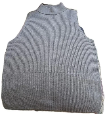 Women's H by Halston Sleevless mock neck 100% Ex Fine Merino Wool Ribbed,  Large - Image 1 of 4