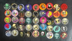 45 Skulls &  Heads  Pogs  From the 1990s some Dupes - Picture 1 of 2