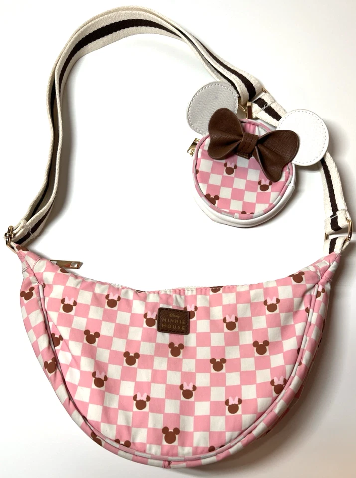 Disney Minnie & Mickey Mouse Bioworld Media Luna Bandolera Monedero y Monedero Foto 1 de 4